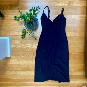Black Spaghetti Strap Slit Dress
